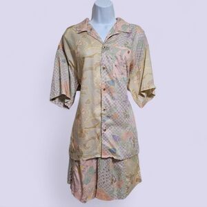 Vintage Lizwear Pastel Button-Up Shirt & Shorts Set – Size M / 6 (NWT)